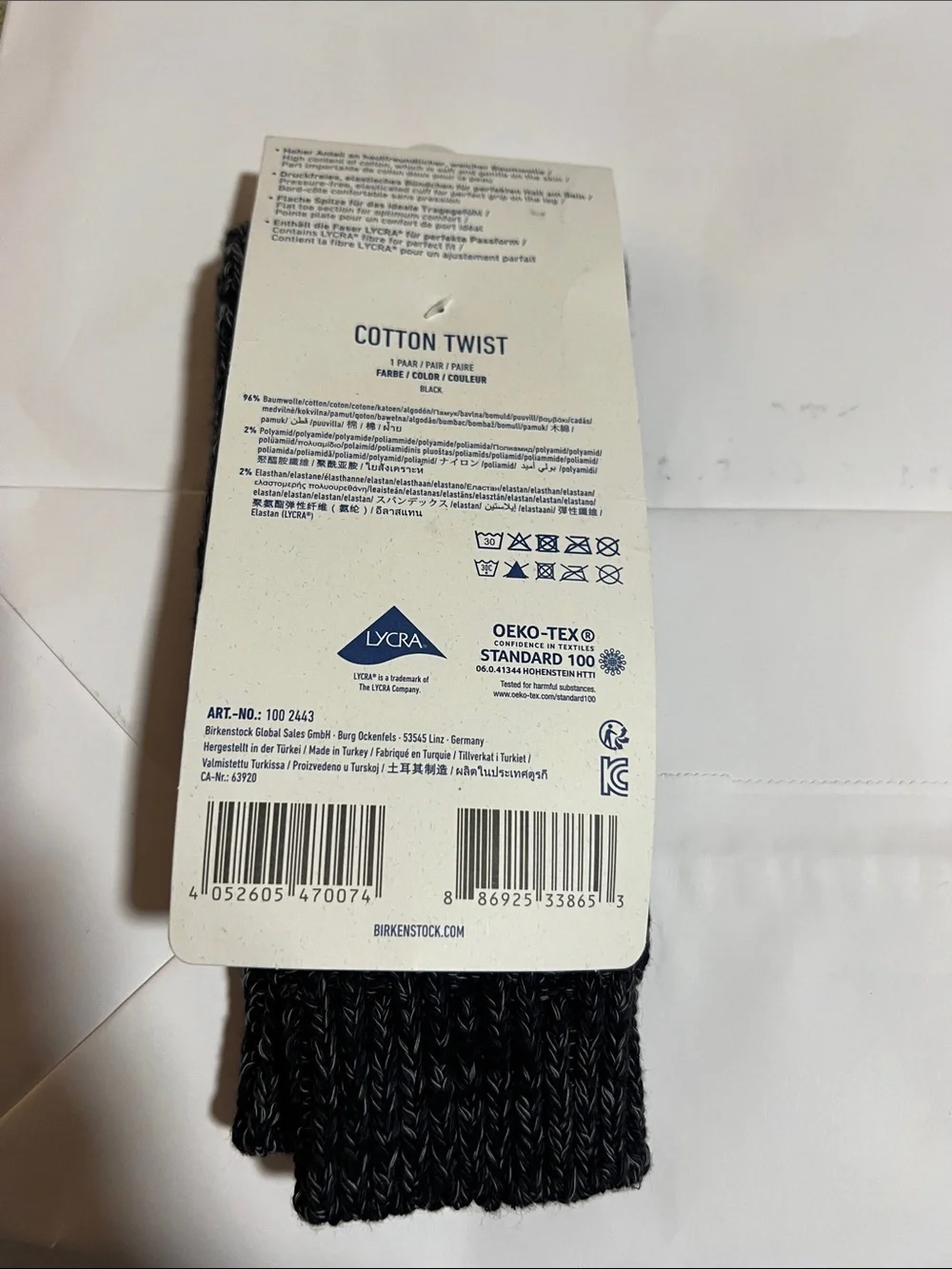 Birkenstock Black and Gray Marled Cable Knit Crew Socks
